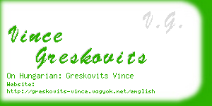 vince greskovits business card